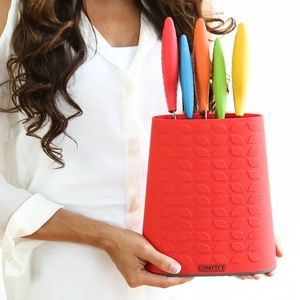 ✅Comfify Safe and Easy Knife Block Set with 5 Stainless Steel Knives By Comfify